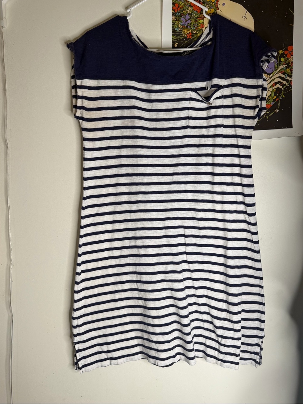Anne Klein Navy and White Striped Casual Dress